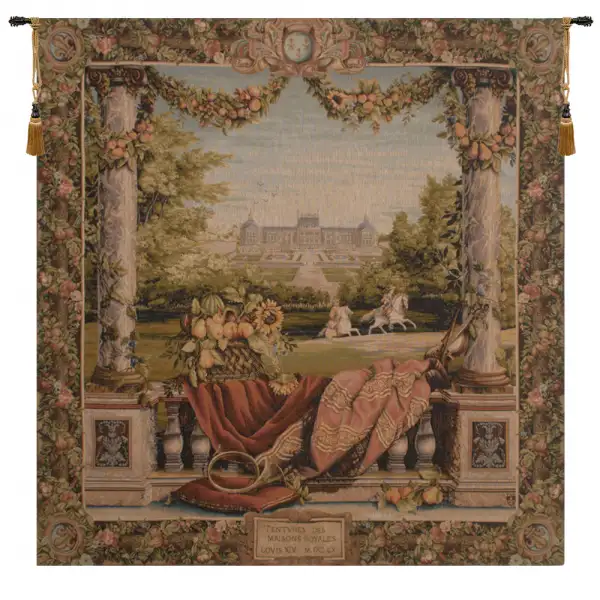 Terrasse Au Chateau II French Wall Tapestry - 58 in. x 58 in. Cotton/Viscose/Polyester by Charlotte Home Furnishings