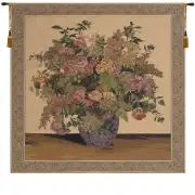Floral Congregation Beige Belgian Tapestry Wall Hanging – 39 in. x 38 in. cotton/viscose/Polyamide by James Lee