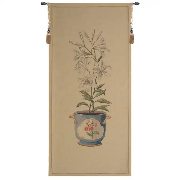 White Amaryllis Large Belgian Tapestry Wall Hanging