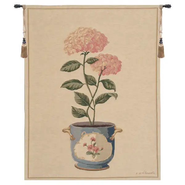 Pink Hydrangea Belgian Tapestry Wall Hanging