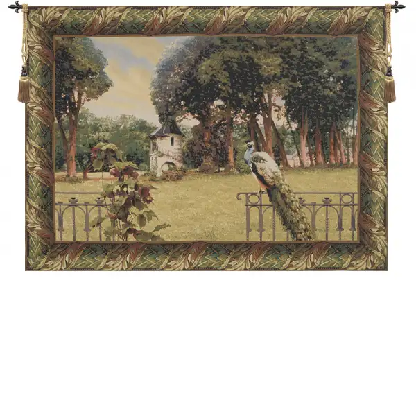 Peacock Manor With Acanthe Border Belgian Tapestry Wall Hanging - 86 in. x 64 in. Cotton/Viscose/Polyester by Charlotte Home Furnishings
