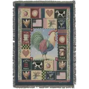 Americana Rooster Tapestry Throw