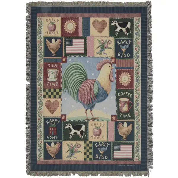 Americana Rooster Tapestry Throw