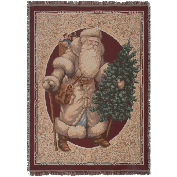 Santa Bearing Gifts Afghan Throw