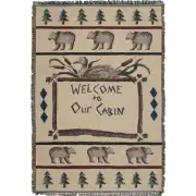 Welcome To Our Cabin Tapestry Throw