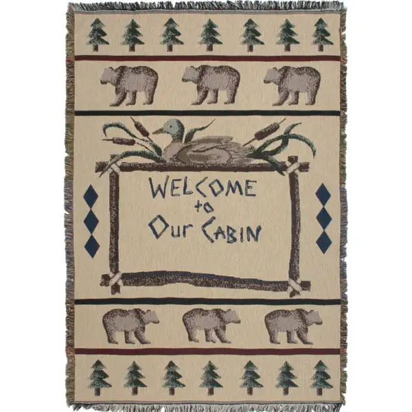 Welcome To Our Cabin Afghan Throws