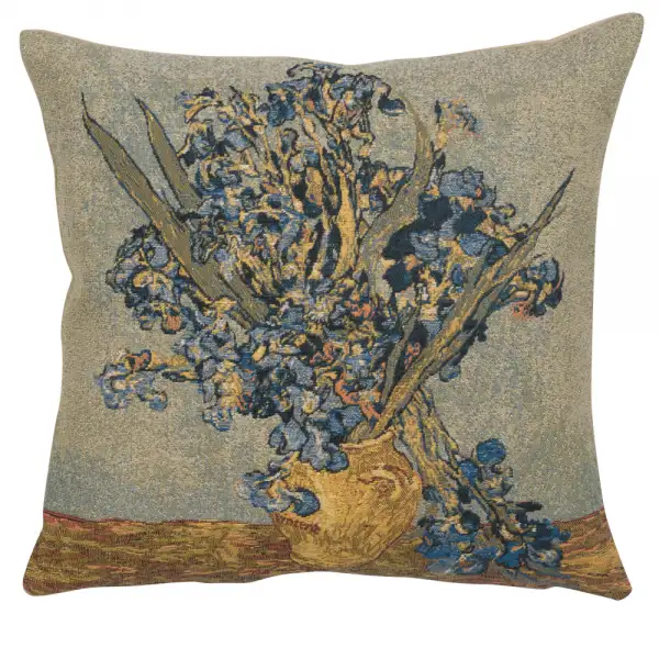 Vase Iris Belgian Cushion Cover - 18 in. x 18 in. Cotton/Viscose/Polyester by Vincent Van Gogh