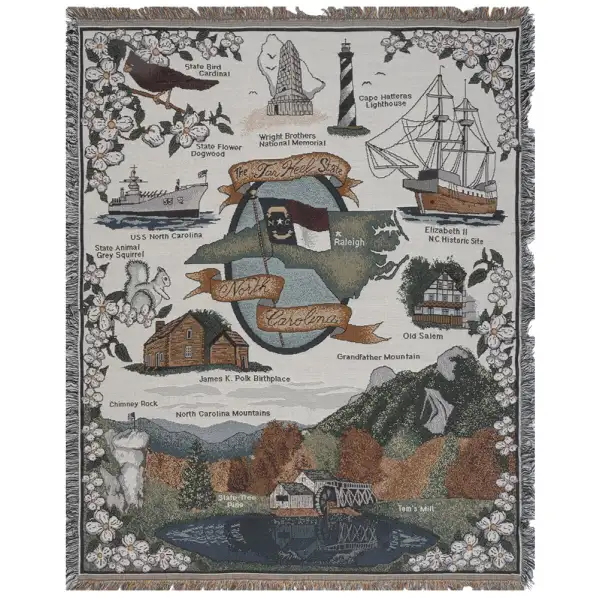 North Carolina Sights Tapestry Throw