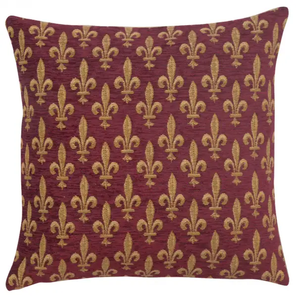 Fleur De Lys Rouge IV Belgian Cushion Cover - 18 in. x 18 in. SoftCottonChenille by Charlotte Home Furnishings