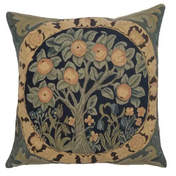 Orange Tree III by William Morris- Perfect Decorative Colorful Cotton Cushion Cover - Woven in Belgium - European Art Design Tapestry Cushion Pillow Case for Sofa Couch