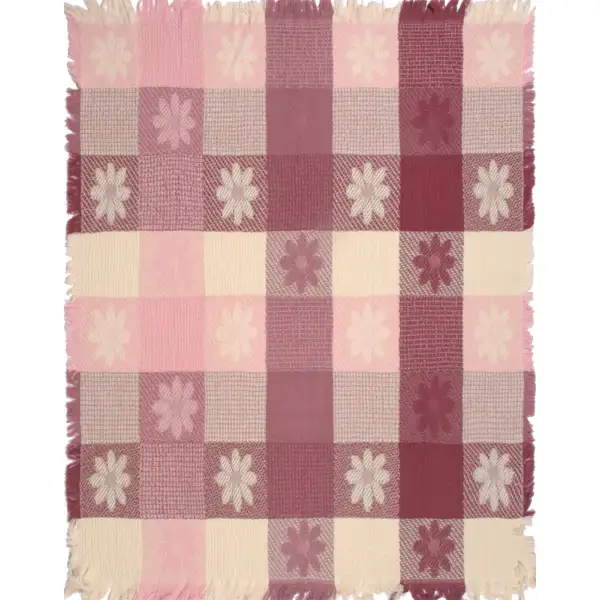 Mauve and Natural Textured Blocks Tapestry Throw