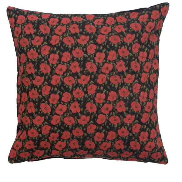 Red Poppies II Belgian Cushion Cover - 18 in. x 18 in. Cotton/Viscose/Polyester by Vincent Van Gogh
