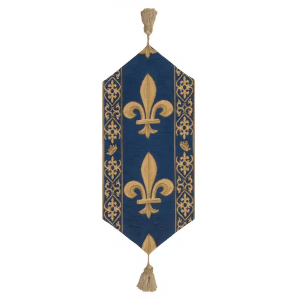 Fleur De Lys Blue VII Belgian Table Runner