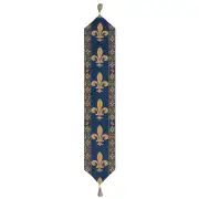 Fleur De Lys Blue V European Table Runner