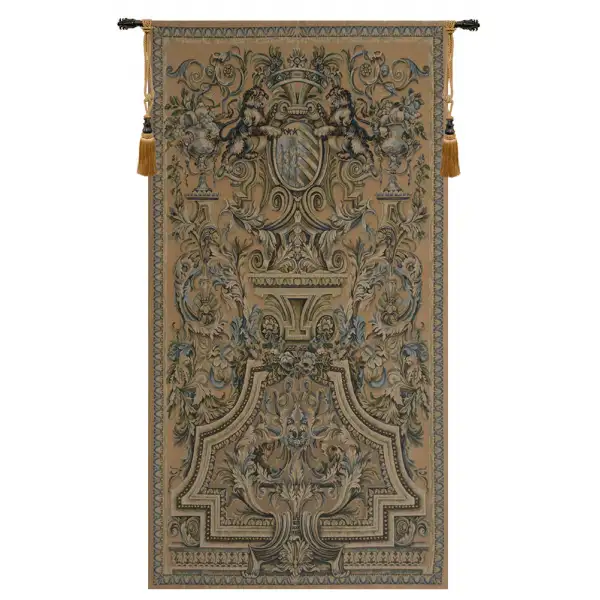 Heraldic Taupe Belgian Tapestry Wall Hanging - 26 in. x 51 in. Cotton/Viscose/Polyester by Charlotte Home Furnishings