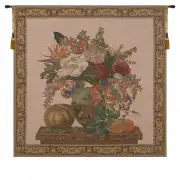 Floral Vase And Fruits Belgian Tapestry Wall Hanging – 37 in. x 36 in. Cotton by Jan Brueghel de Velours