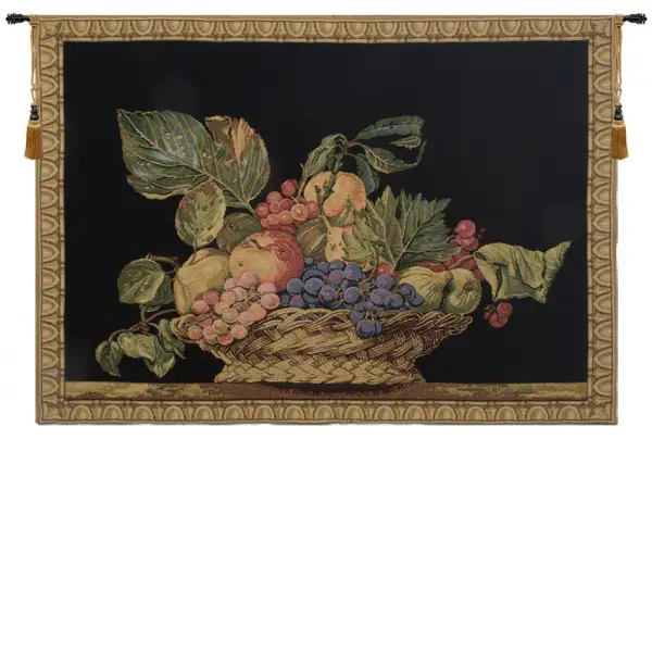 Fruit Basket Black Belgian Tapestry Wall Hanging