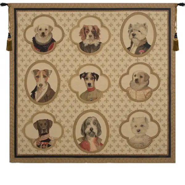 Dogs Of Honor Belgian Tapestry Wall Hanging - 56 in. x 54 in. Cotton/Viscose/Polyester/Mercurise by Charlotte Home Furnishings