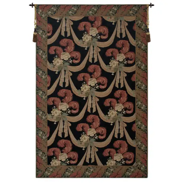 Elegant Floral Scroll II Belgian Tapestry Wall Hanging