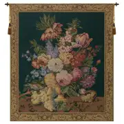 Brussels Bouquet Green I Belgian Tapestry Wall Hanging