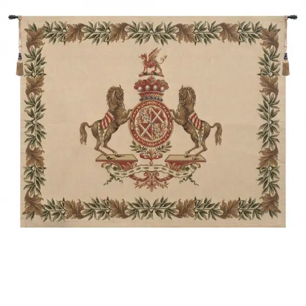 Horse Crest Beige Belgian Wall Tapestry