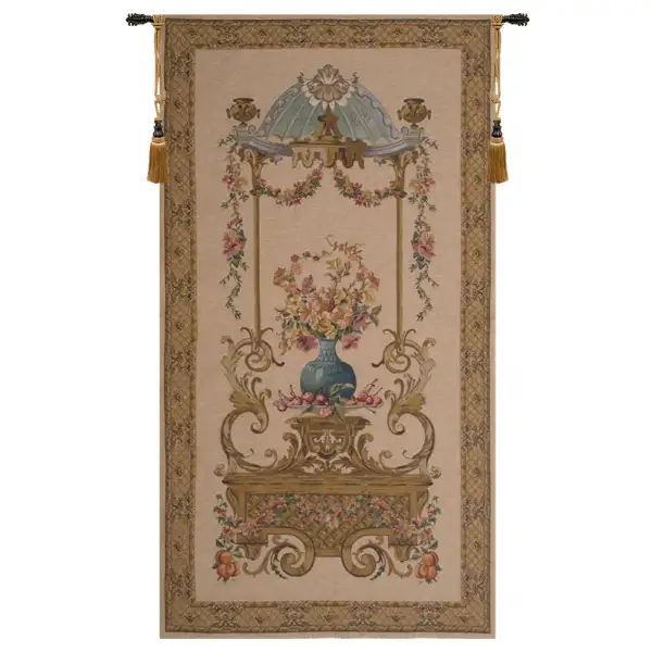 Floral Vase In A Gazebo Belgian Tapestry Wall Hanging - 35 in. x 63 in. Cotton/Viscose/Polyester by V. Houben