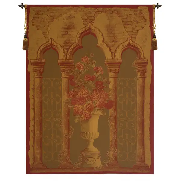 Rose Colonnade Red Belgian Tapestry