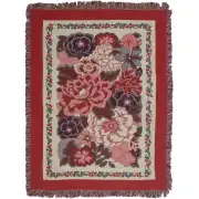 Flowers In Red Afghan Throws