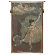 Ballet Dancer in Green European Tapestry Wall Hanging