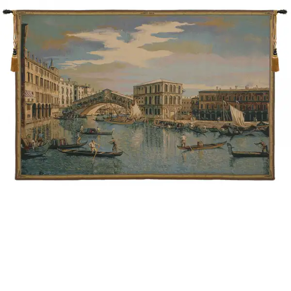 The Rialto Bridge Grand Canal Italian Tapestry - 54 in. x 38 in. Cotton/Viscose/Polyester by Alberto Passini