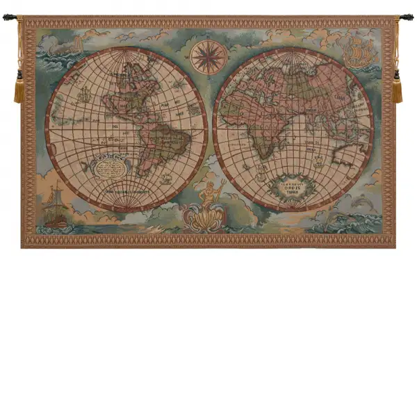 Antique Map I Italian Tapestry Wall Hanging