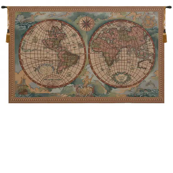 Antique Map I Italian Tapestry - 42 in. x 24 in. Cotton/Viscose/Polyester by Charlotte Home Furnishings