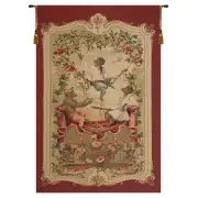 Monkey's Paradise II In Red European Tapestry Wall Hanging