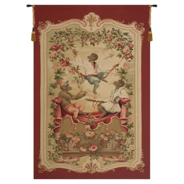 Monkey's Paradise II In Red Belgian Wall Tapestry