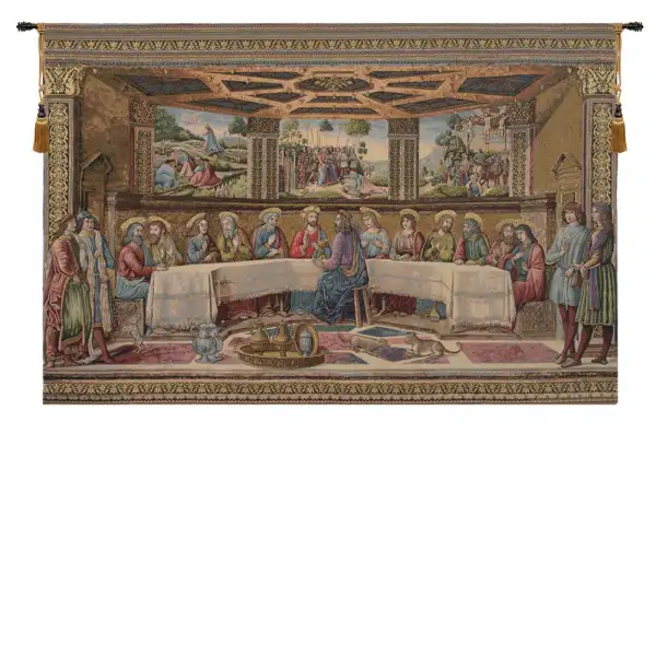 Last Supper By Rosselli Italian Tapestry - 53 in. x 35 in. Cotton/viscose/goldthreadembellishments by Cosimo Rosselli