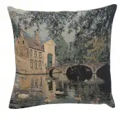 Beuguinage Belgian Cushion Cover - 18 in. x 18 in. Cotton/Viscose/Polyester by Charlotte Home Furnishings