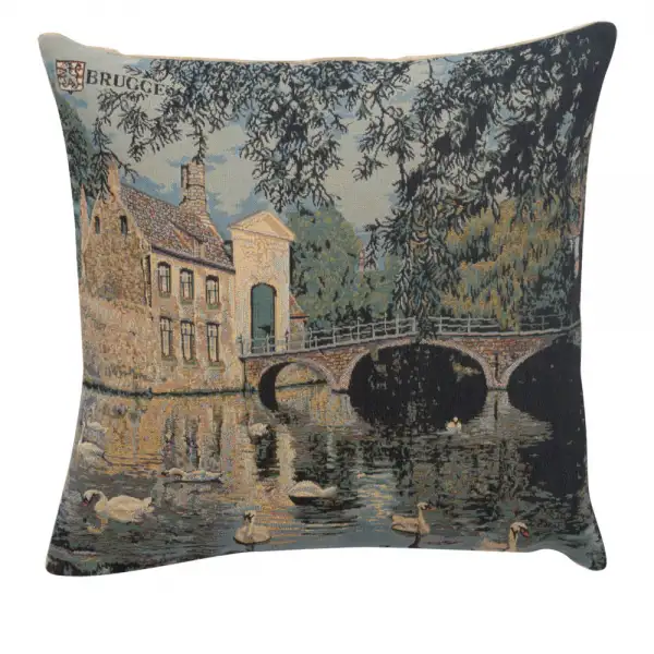 Beuguinage Belgian Cushion Cover - 18 in. x 18 in. Cotton/Viscose/Polyester by Charlotte Home Furnishings