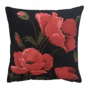 Poppies Large Belgian Cushion Cover - 18 in. x 18 in. Cotton/Viscose/Polyester by Charlotte Home Furnishings