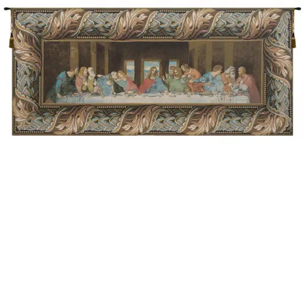The Last Supper Italian With Border Italian Tapestry - 56 in. x 25 in. Cotton/Viscose/Polyester by Leonardo da Vinci