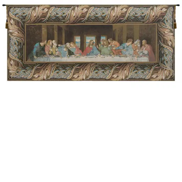 The Last Supper Italian with Border Italian Tapestry Wall Hanging