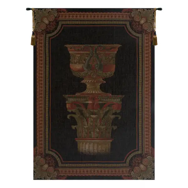 Urn on Pillar Black Small Belgian Wall Tapestry