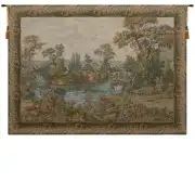 Swan in the Lake Medium with Border Italian Tapestry