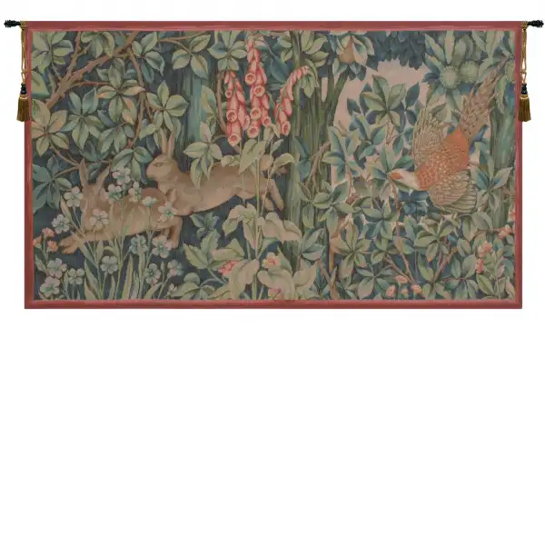 Hare And Pheasant French Wall Tapestry - 34 in. x 20 in. Cotton/Viscose/Polyester by William Morris