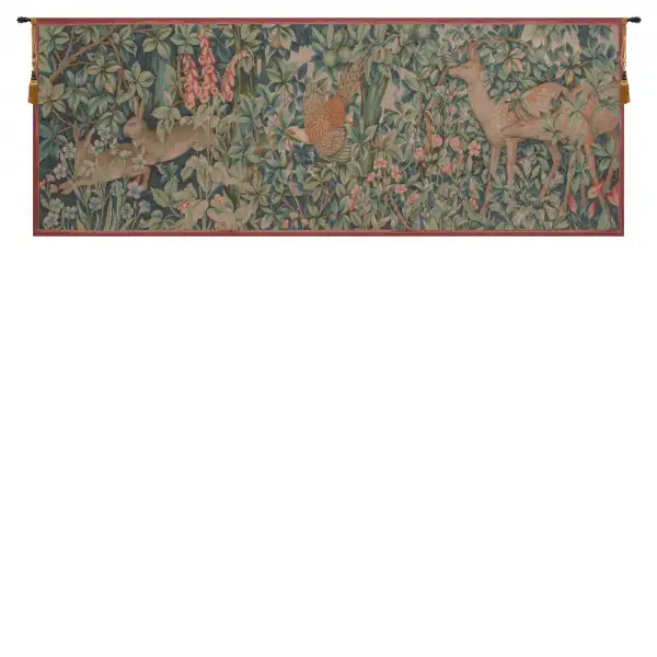 Rabbit Pheasant And Doe French Wall Tapestry - 51 in. x 19 in. Cotton/Viscose/Polyester by William Morris