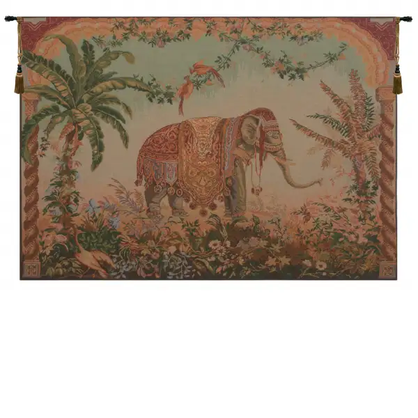 Royal Elephant Large French Wall Tapestry - 58 in. x 44 in. Cotton/Viscose/Polyester by Charlotte Home Furnishings