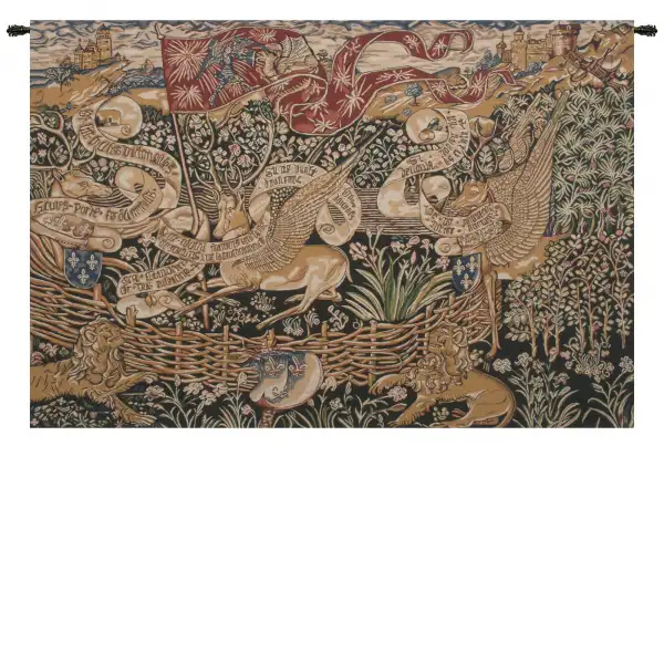 The Winged Stags Black Belgian Tapestry