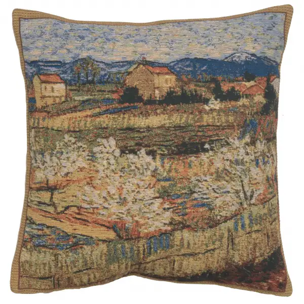 Le Crau with Peach Trees Belgian Cushion Cover