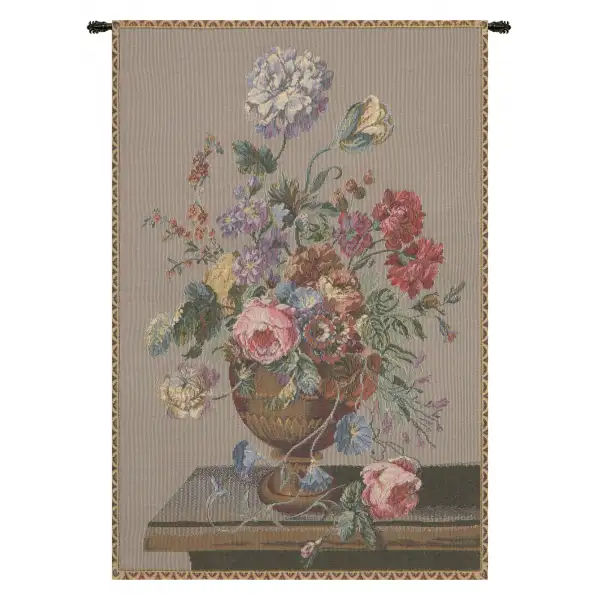 Floral Vase Still Life Belgian Tapestry Wall Hanging