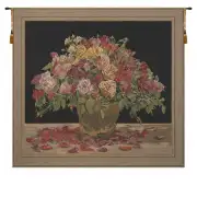 Spring Flowers Black Belgian Wall Tapestry