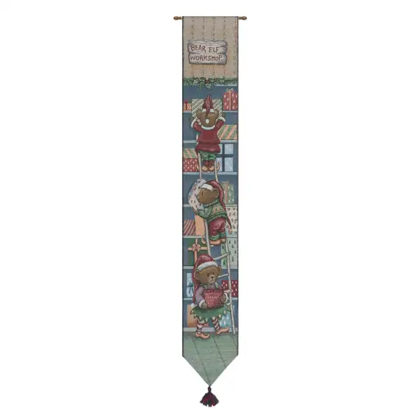 Bear Elf Workshop Tapestry Bell Pull